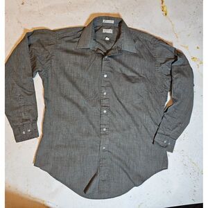 KETCH Men's Dress Shirt Gray Long Sleeve Button Front 16.5 34/35 EUC Cotton Blen